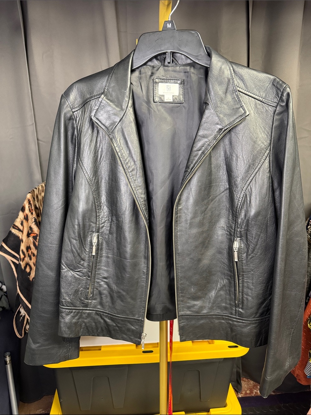 Apt. 9 Black Leather Jacket Label - Lambskin Leather